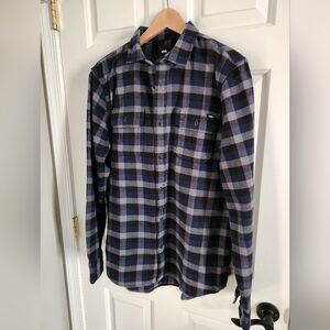Vans Men's Plaid Flannel Button Down Shirt - Blue and Black